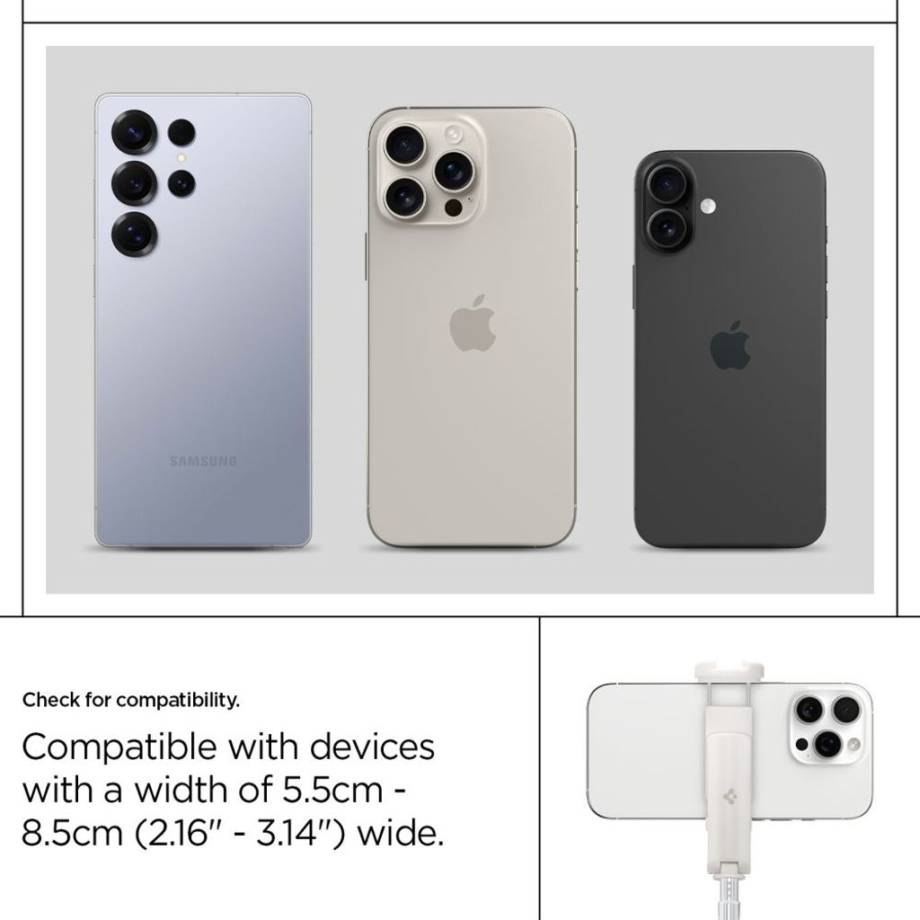 Spigen S541W Bluetooth selfiestang / stativ, 146 cm - hvit