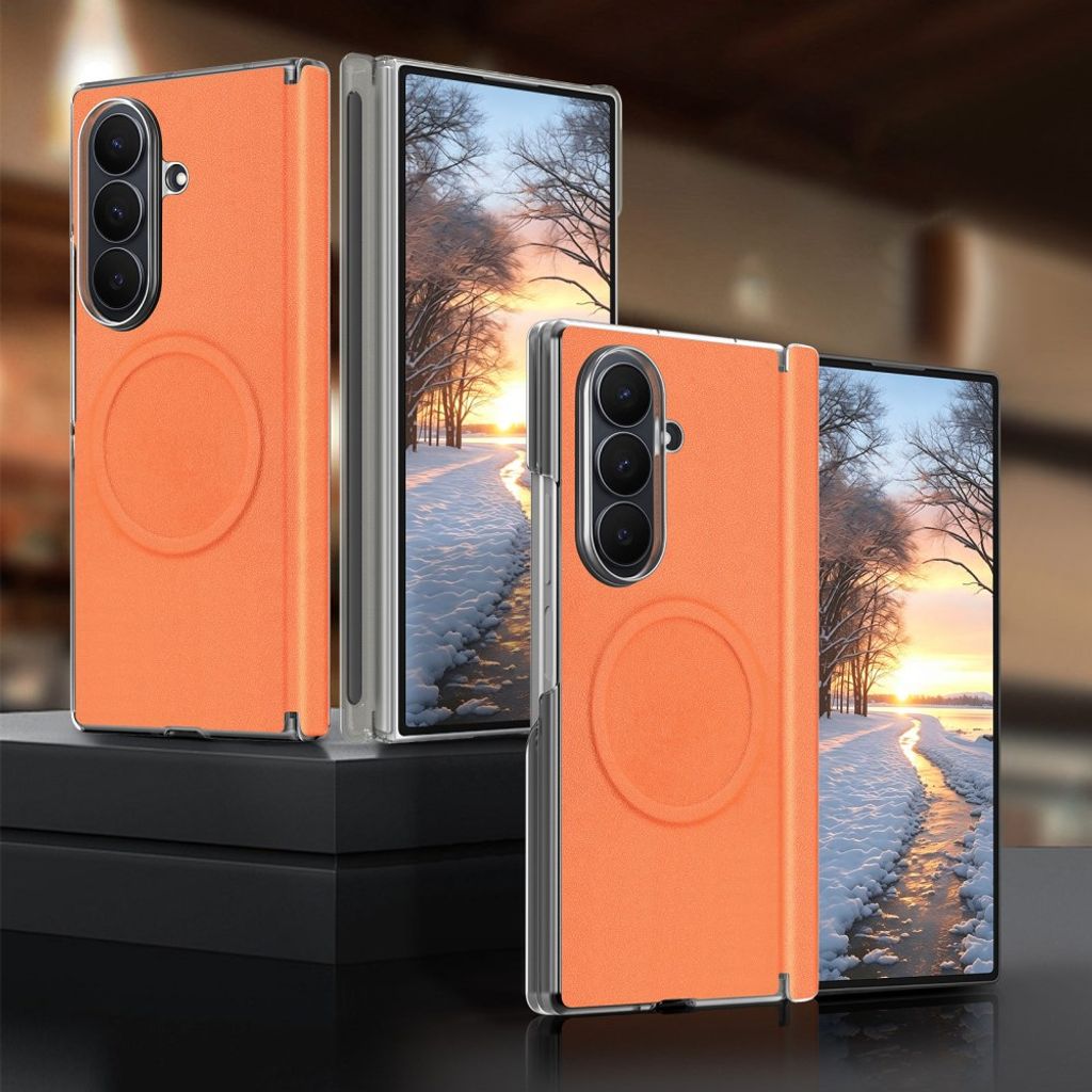 Samsung Galaxy Z Fold8 Ultra MagSafe Kuori PU-nahkaa - Oranssi