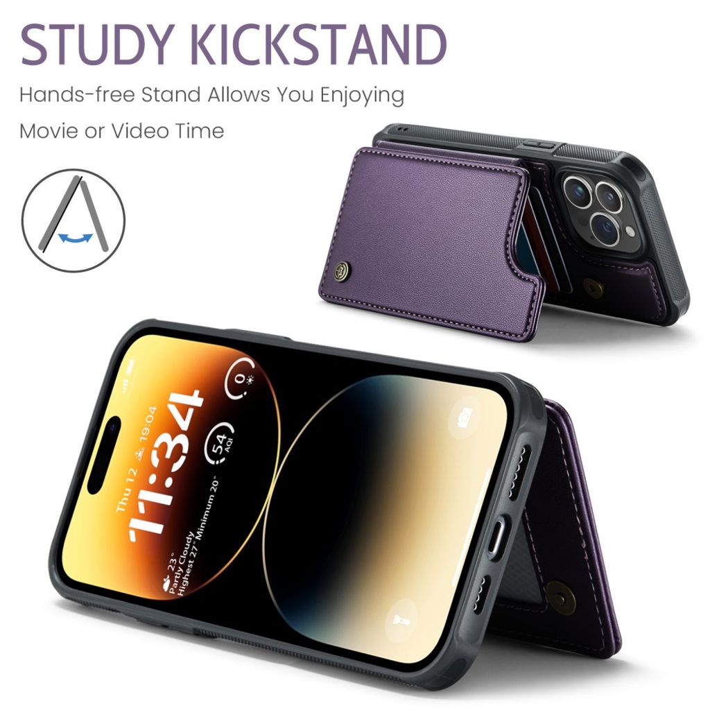 CASEME iPhone 14 Pro Max Wallet Case RFID Blocking - Purple