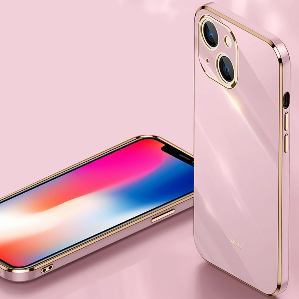 XINLI iPhone 13 mini Kuori Kultareuna TPU - Vaaleanpunainen