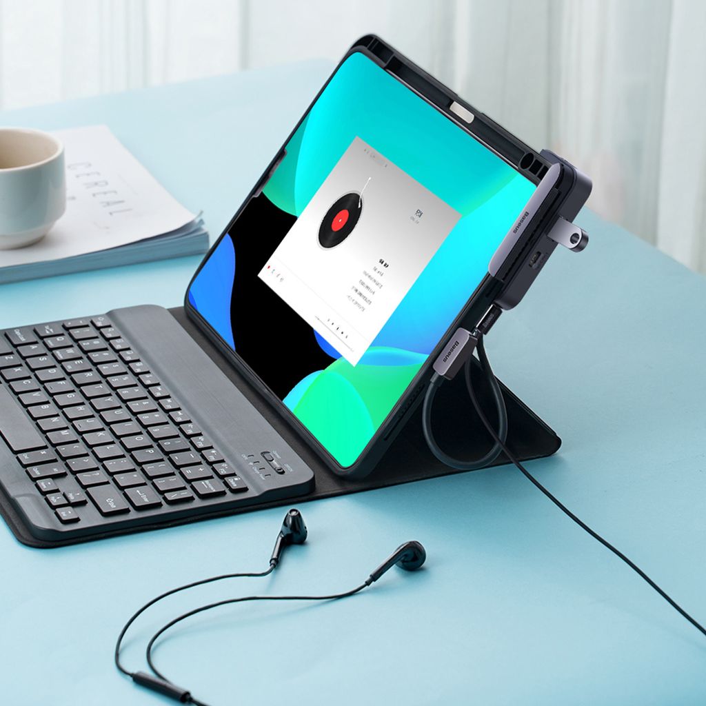 Baseus PadJoy universal 6-i-1 USB-C HUB for nettbrett og mobil - mørk grå