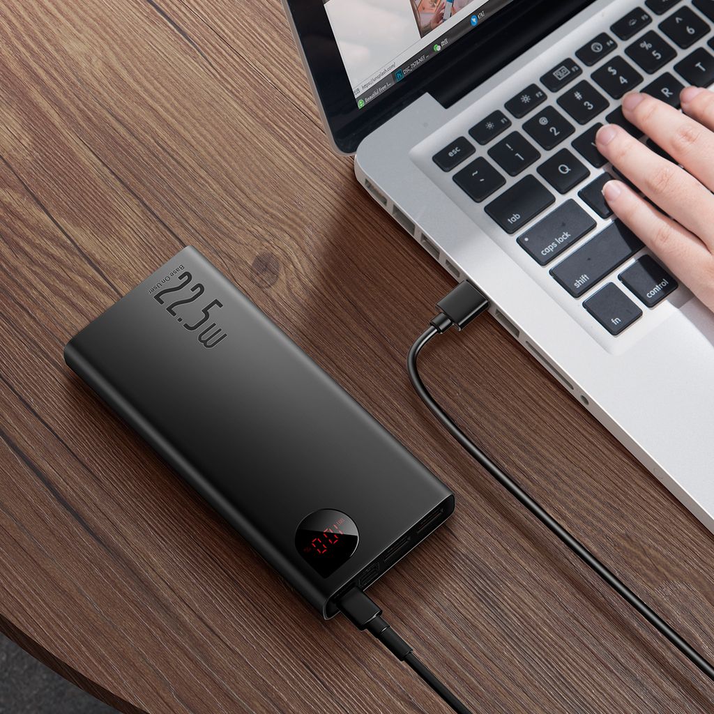 Baseus Adaman powerbank 20000mAh med hurtiglading og kabel – svart