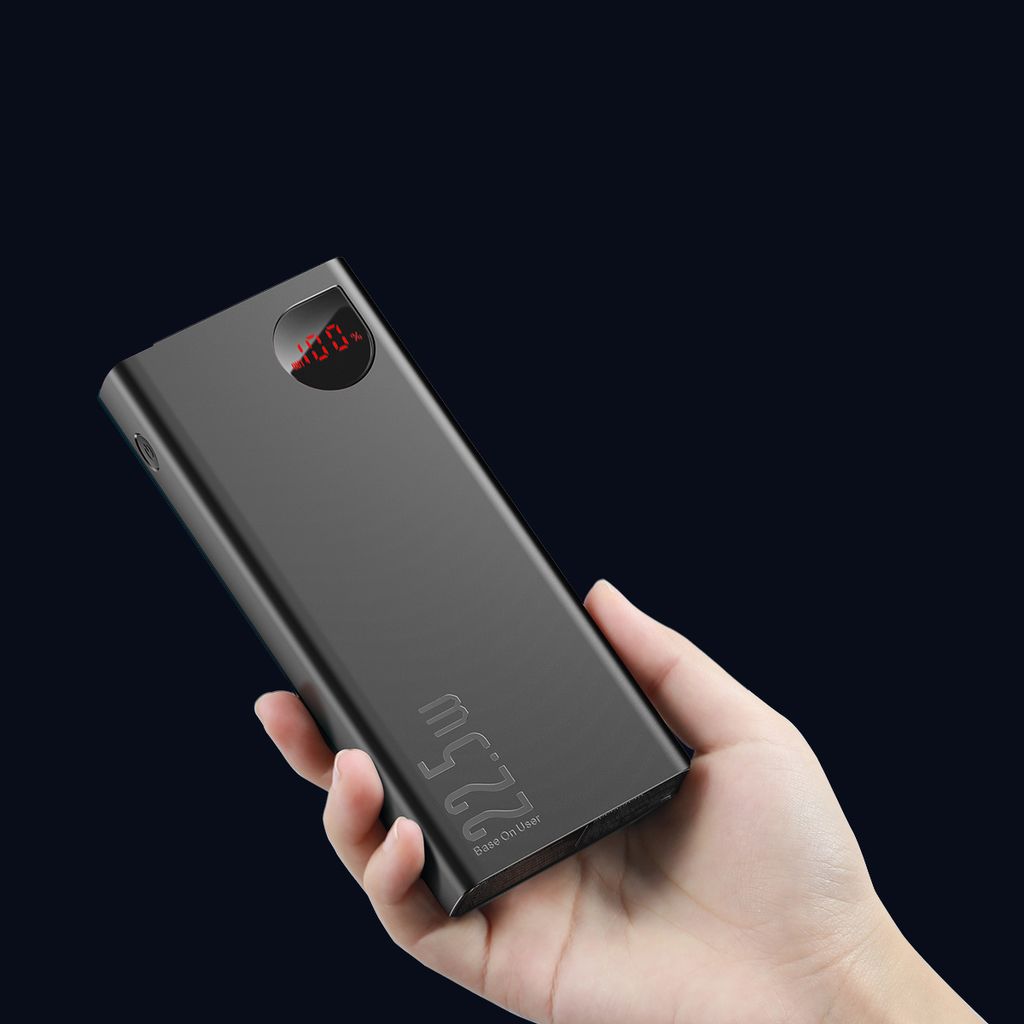 Baseus Adaman powerbank 20000mAh med hurtiglading og kabel – svart
