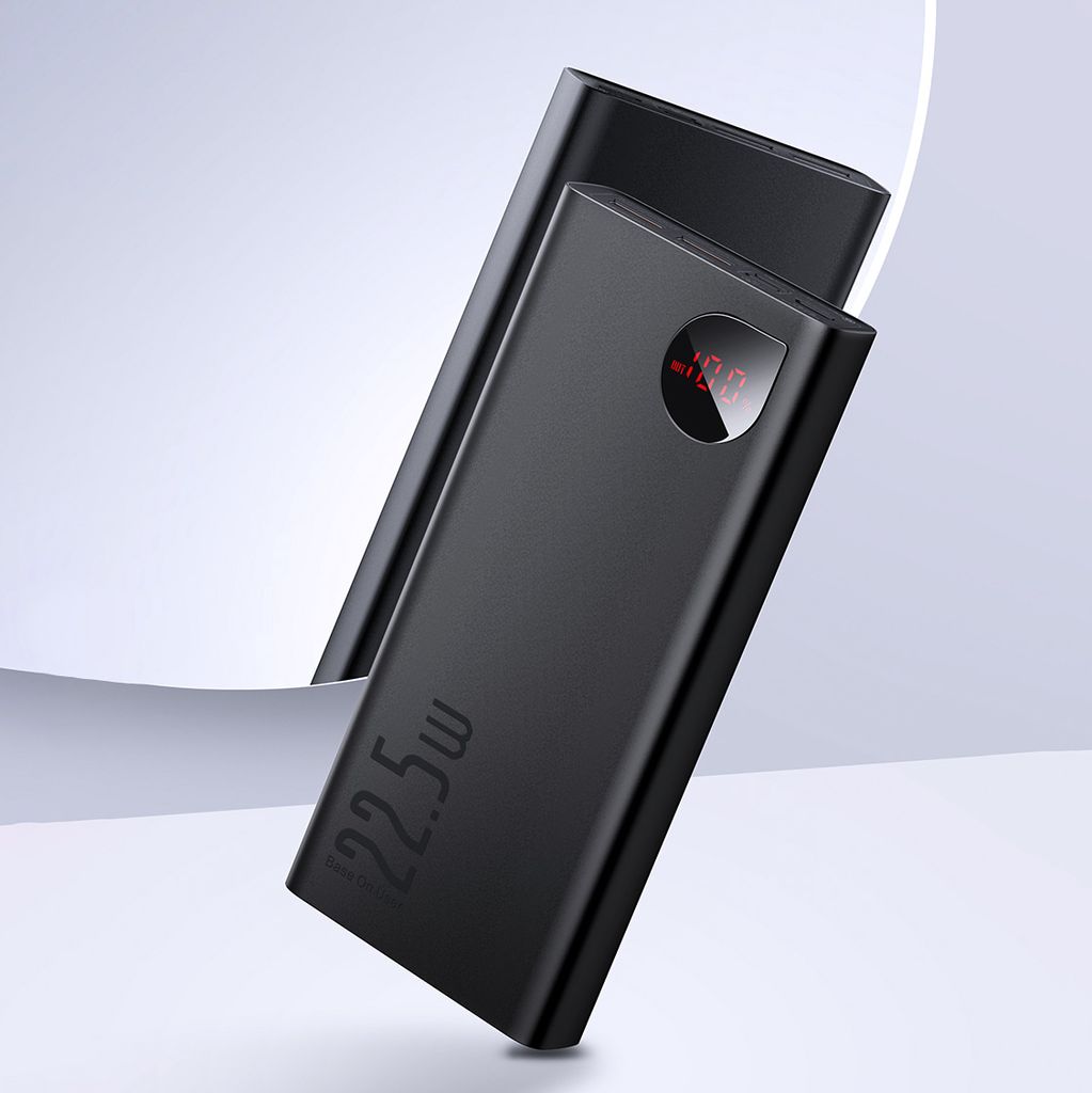 Baseus Adaman powerbank 20000mAh med hurtiglading og kabel – svart