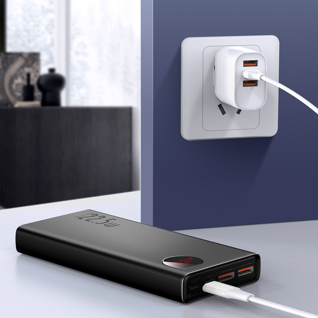 Baseus Adaman powerbank 20000mAh med hurtiglading og kabel – svart