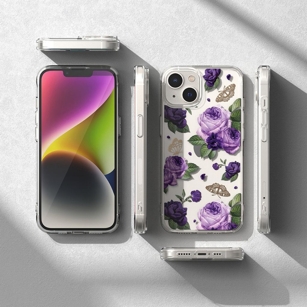 Ringke Fusion Cover til iPhone 14 Plus - Transparent Purple Rose