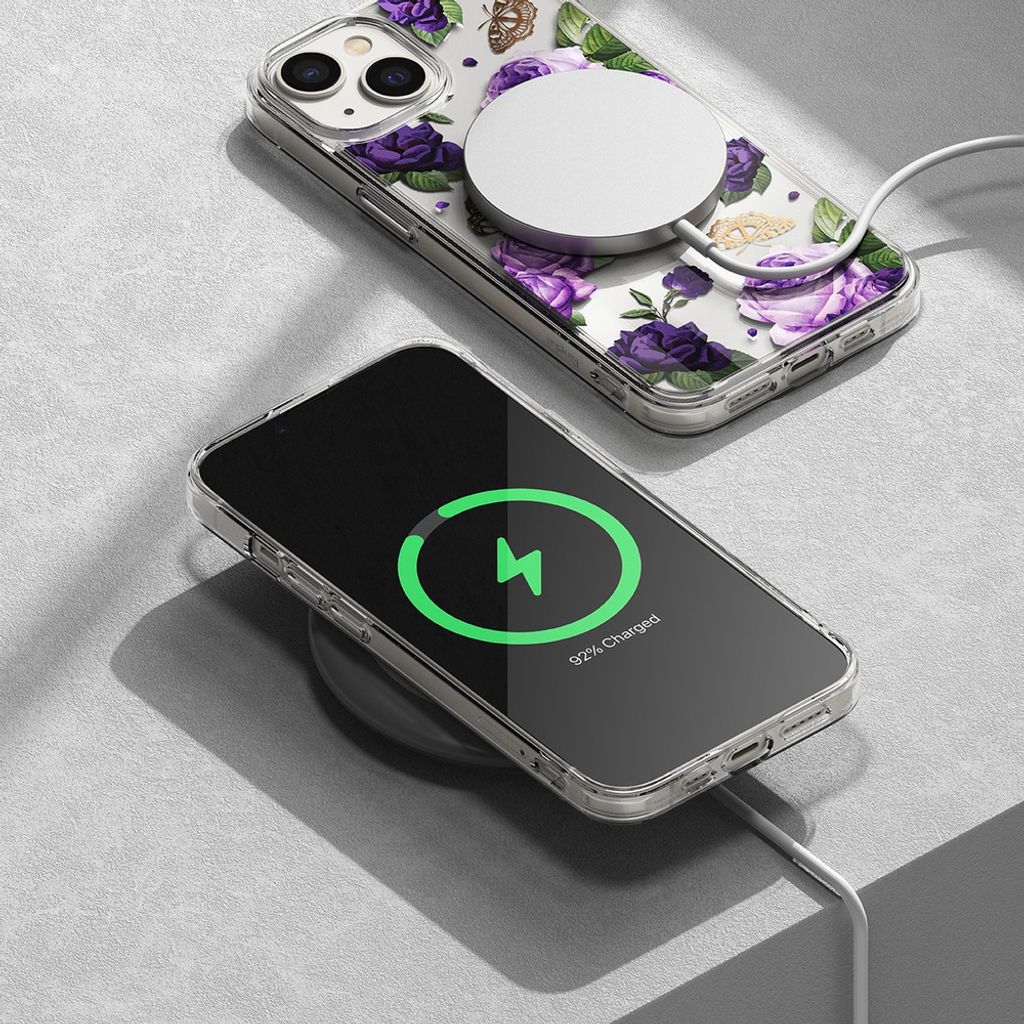 Ringke Fusion Cover til iPhone 14 Plus - Transparent Purple Rose