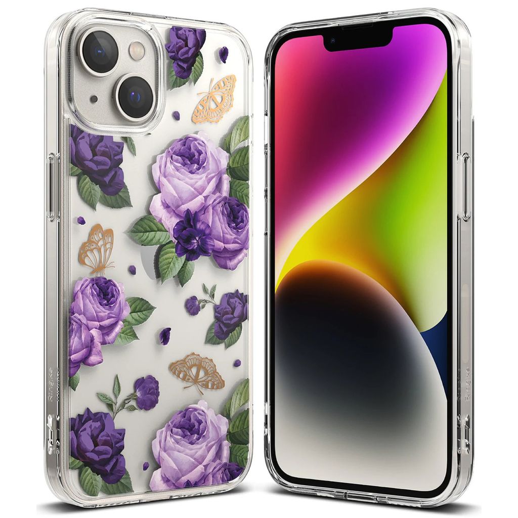 Ringke Fusion Cover til iPhone 14 Plus - Transparent Purple Rose
