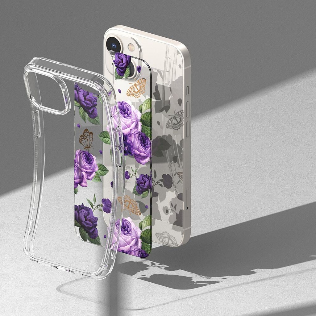 Ringke Fusion Cover til iPhone 14 Plus - Transparent Purple Rose