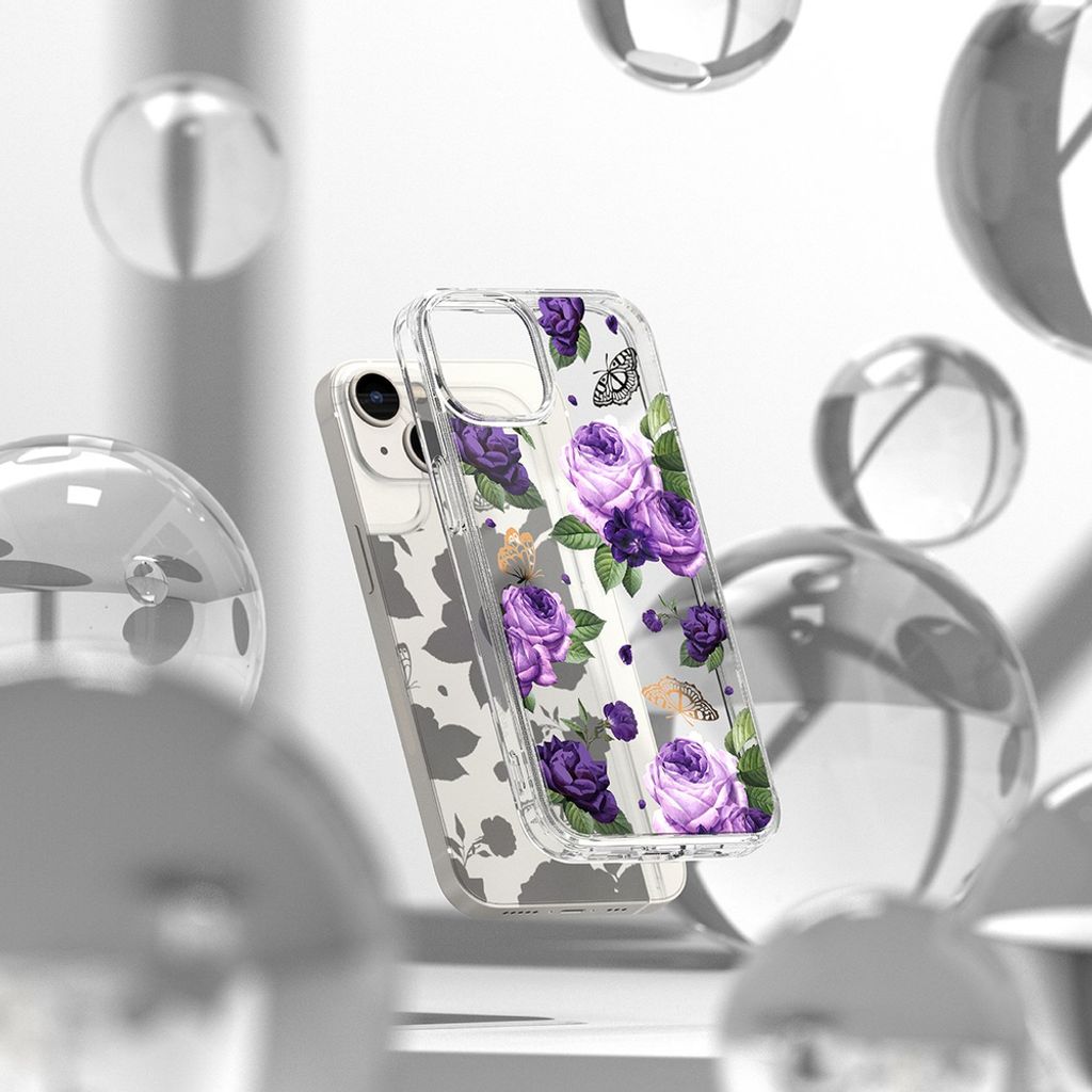 Ringke Fusion Cover til iPhone 14 Plus - Transparent Purple Rose