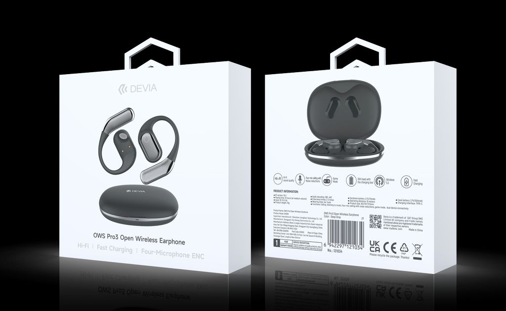 Devia OWS Pro3 avoimet langattomat kuulokkeet - tummanharmaa