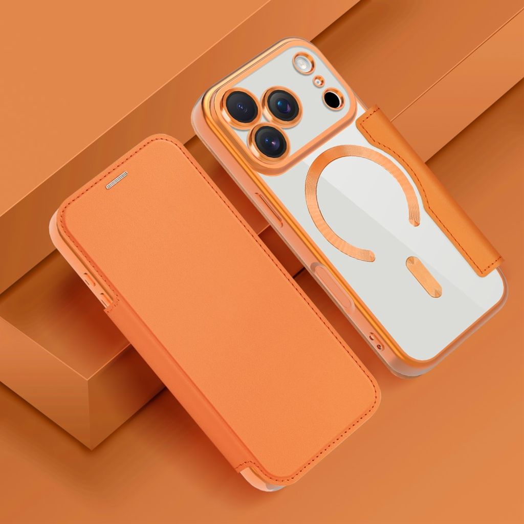 iPhone 17 Pro MagSafe RFID-blokerende Pungetui Pu Læder - Orange