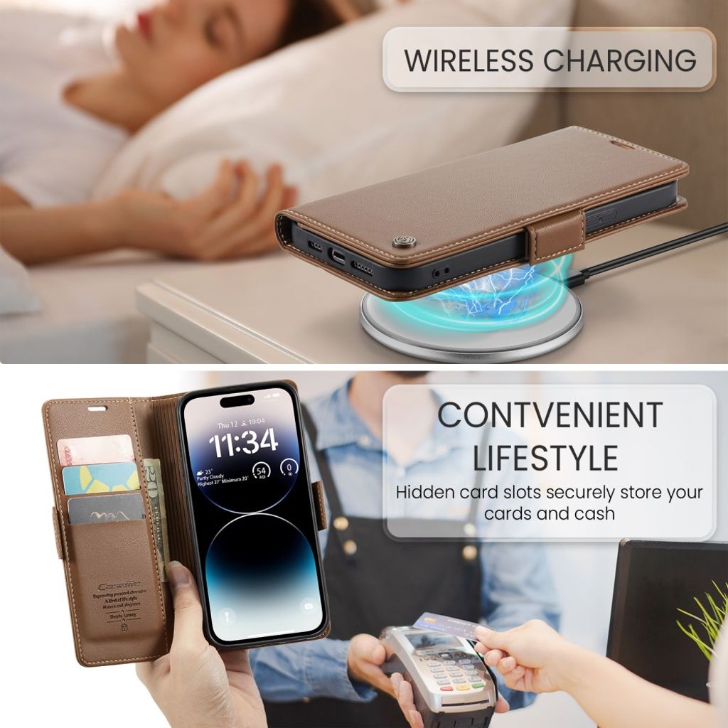 CASEME iPhone 15 Pro Max Cover with Card Slots - Brown