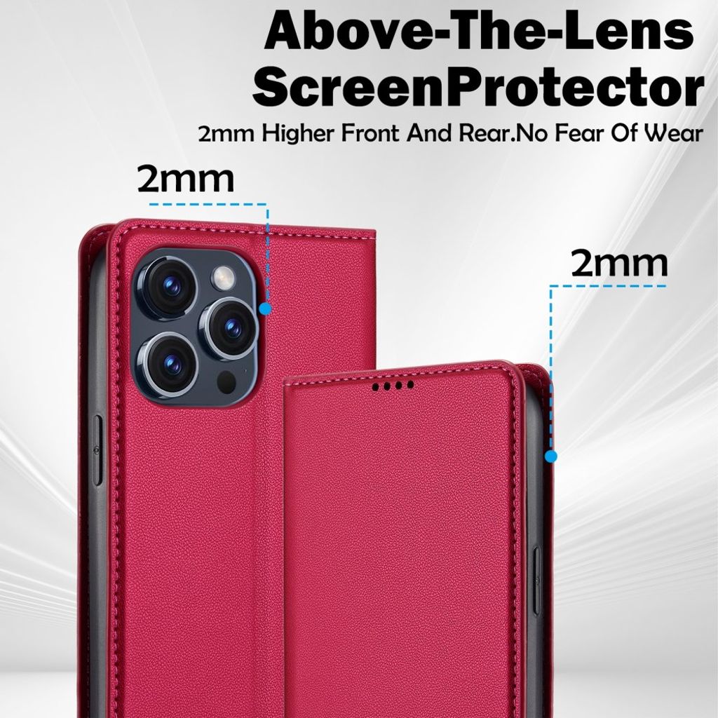 LC.IMEEKE iPhone 15 Pro Plånboksfodral PU-läder/Stativ - Röd