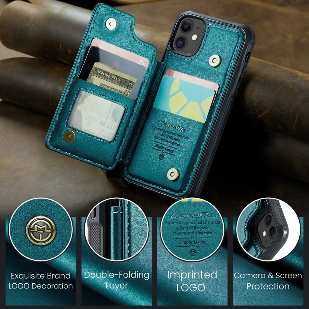 CASEME iPhone 11 Kuori 5 Korttipaikka - Vihreä