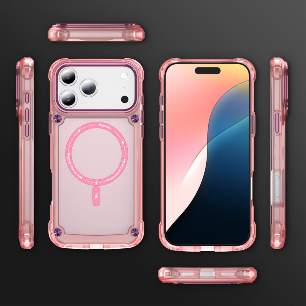 iPhone 17 Pro MagSafe-yhteensopiva Kuori - läpinäkyvä pinkki