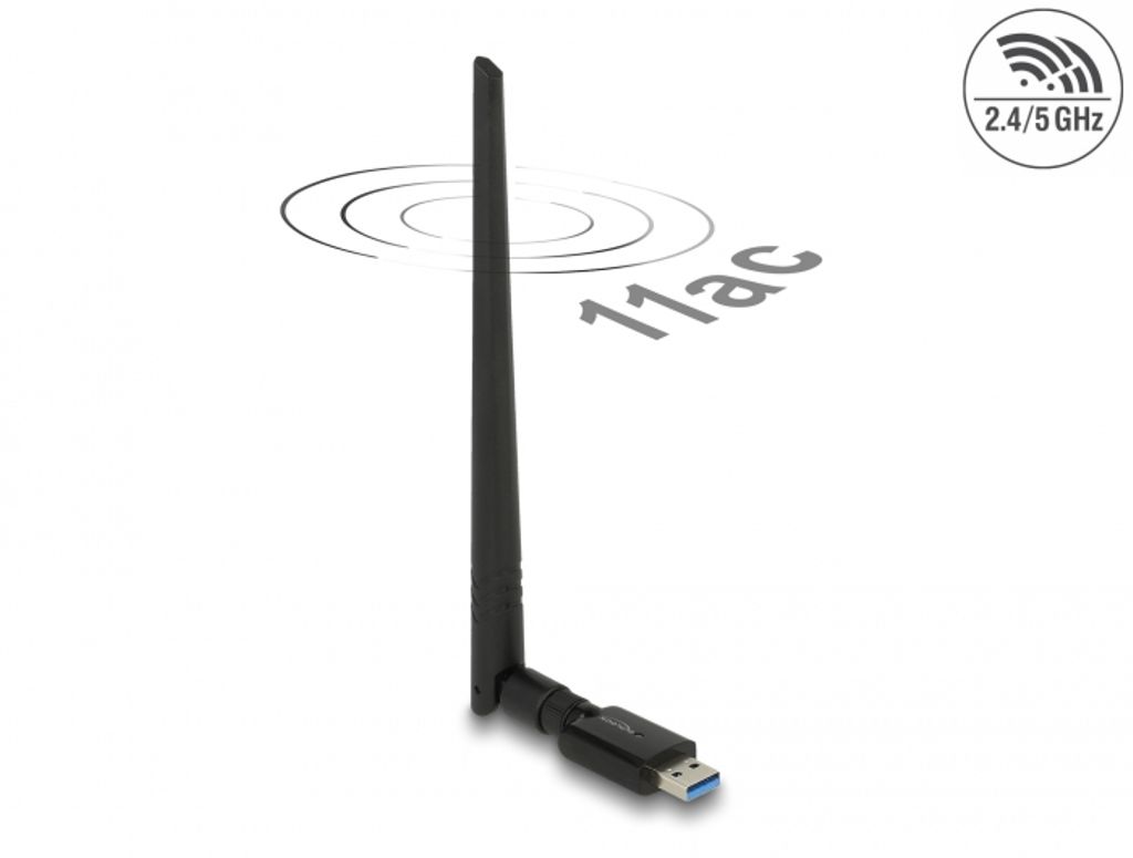 Delock USB Dualband WLAN ac/a/b/g/n Sticka 867 + 300 Mbps med extern antenn