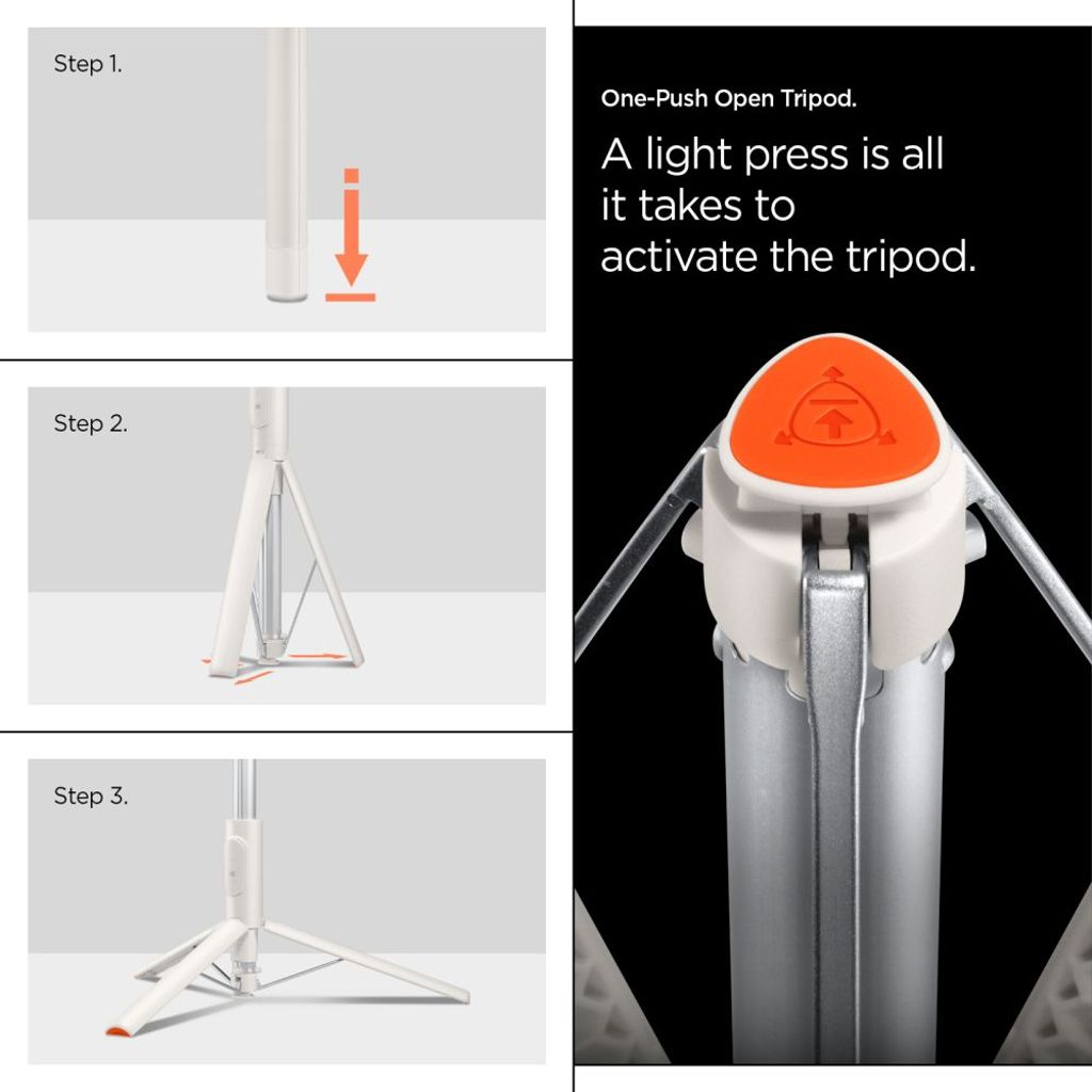 Spigen S541W Bluetooth selfiestang / stativ, 146 cm - hvit