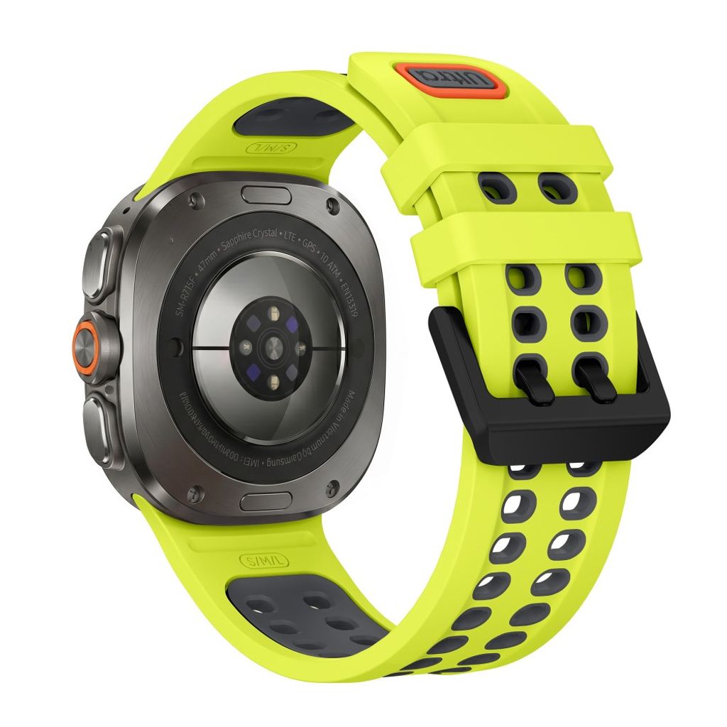 Samsung Galaxy Watch Ultra/Ultra2 Tofarget silikon klokkerem med dobbel spenne - Lime/Grå