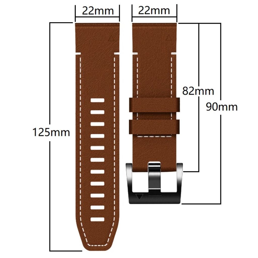 Garmin Fenix 7 etc. Klockarmband i PU-läder - Brun