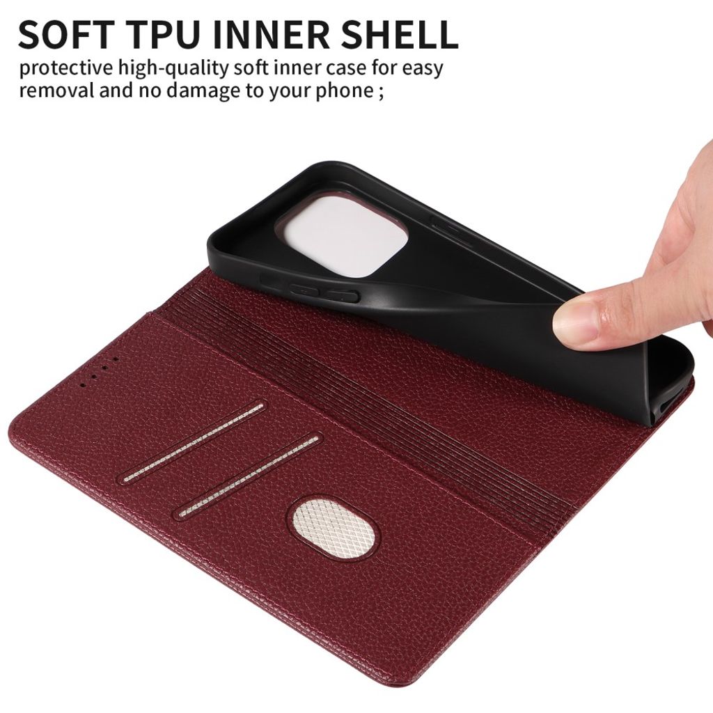 iPhone 14 Pro Wallet Cover RFID Blocking MagSafe Compatible - Red