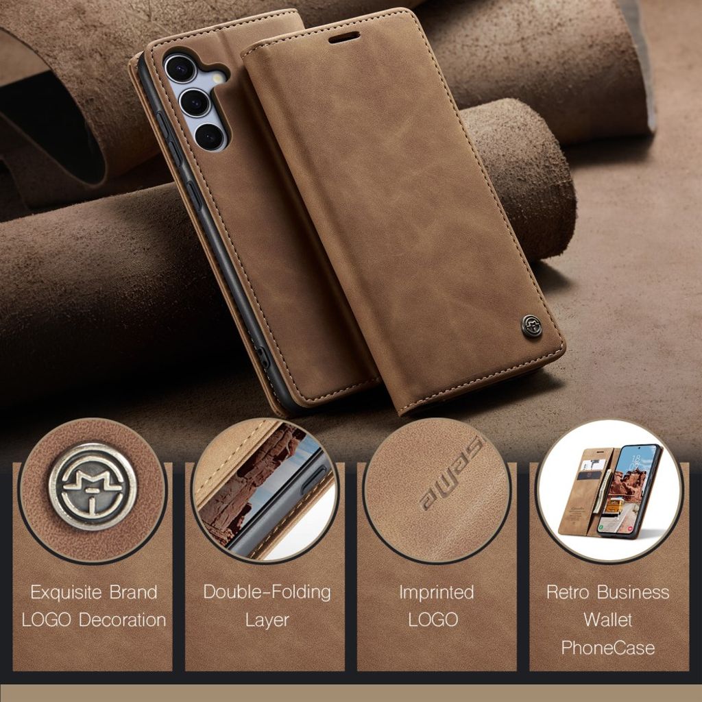 CASEME Samsung Galaxy S25 FE Plånboksfodral med Kortfack - Brun