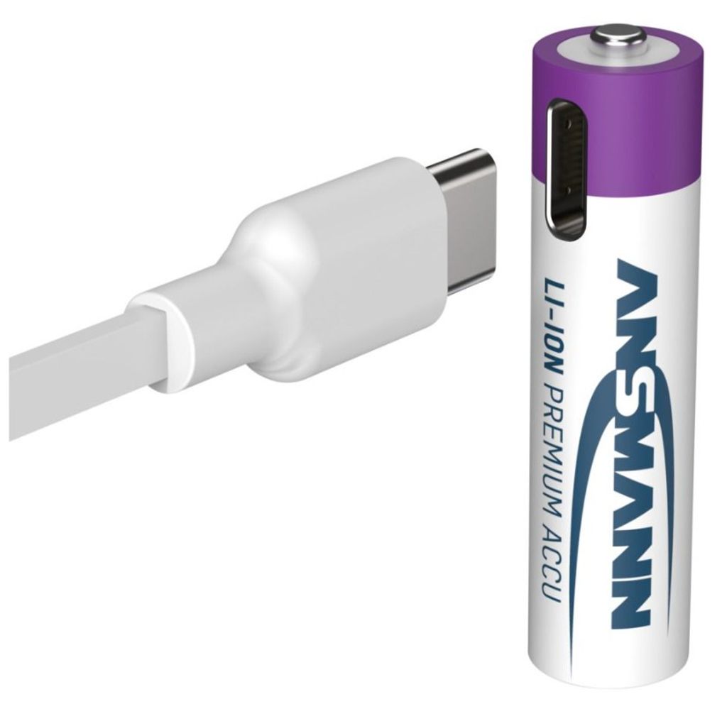 Ansmann 4-pak genopladelige AA-batterier Li-ion 2000mAh med USB-C