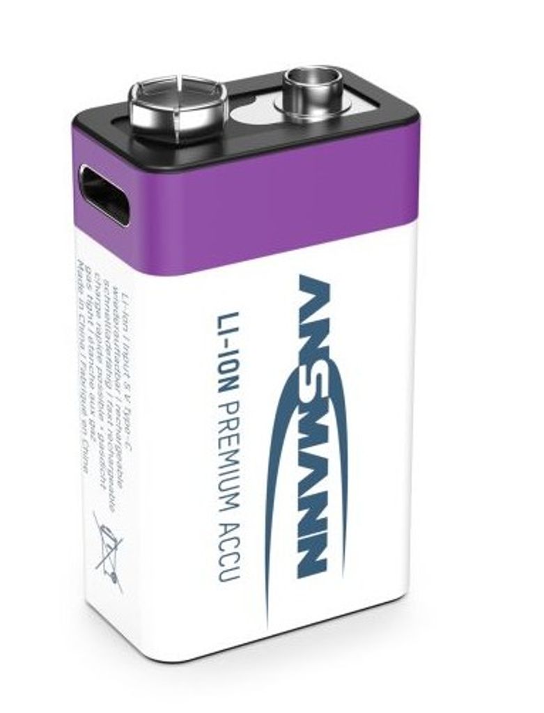 Ansmann 9V Uppladdningsbart USB-C batteri Li-on 400mAh