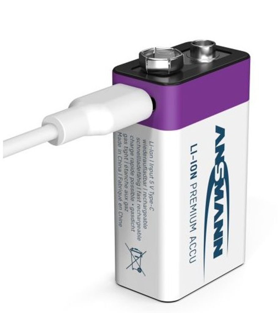 Ansmann 9V Uppladdningsbart USB-C batteri Li-on 400mAh