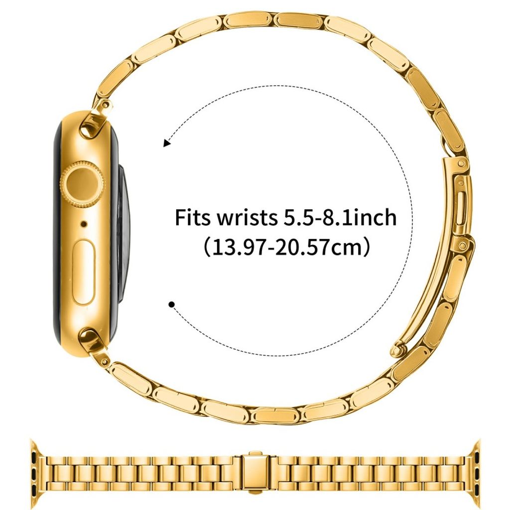 Apple Watch 49/46/44/42mm Klockarmband i rostfritt stål - Guld