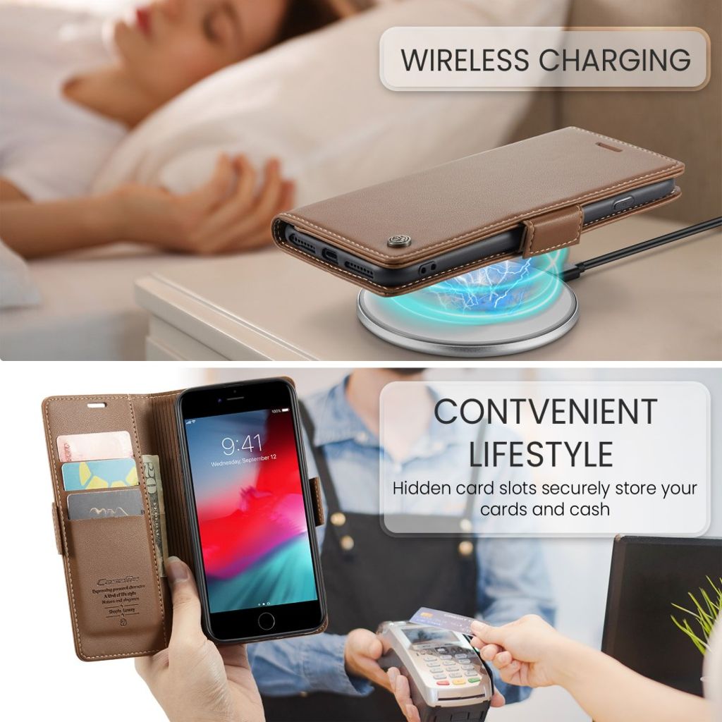 CASEME iPhone 6 Plus/6s Plus/7 Plus/8 Plus Fodral med Kortfack - Brun