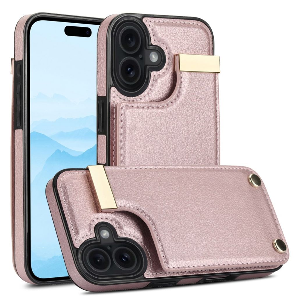 iPhone 17 Skal med Korthållare – Roséguld