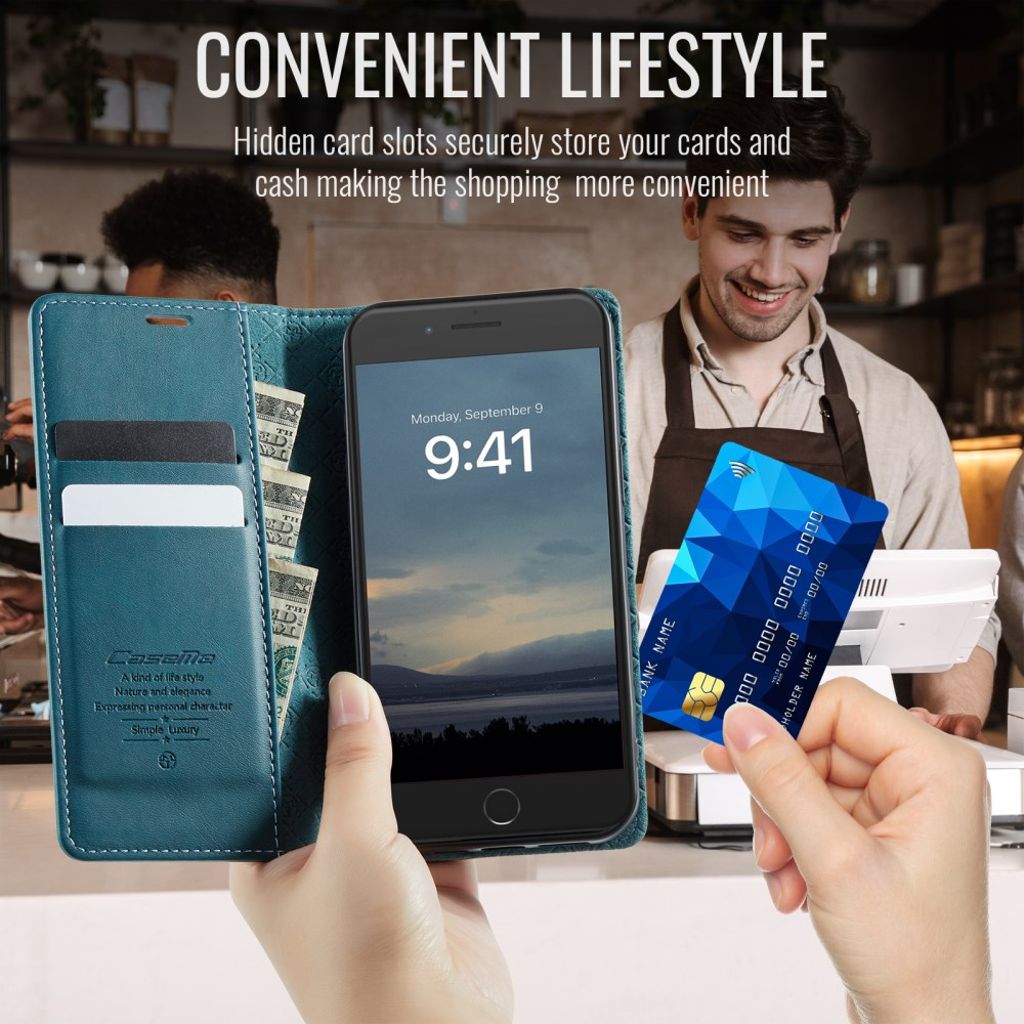 CASEME iPhone 6 Plus / 7 Plus / 8 Plus Kotelo Jalusta - Vihreä