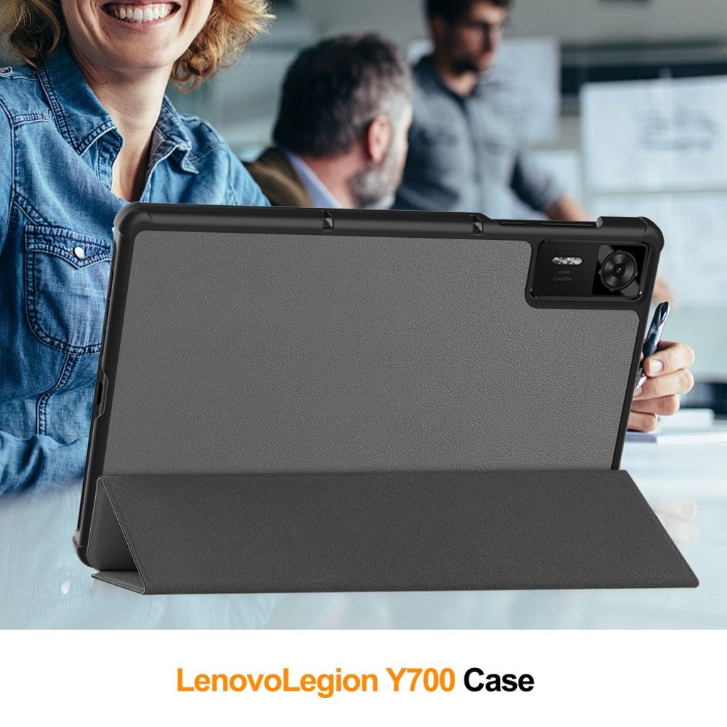 Lenovo Legion Y700 Gen 4 Etui Støtsikker PU-lær Tri-Fold - Grå