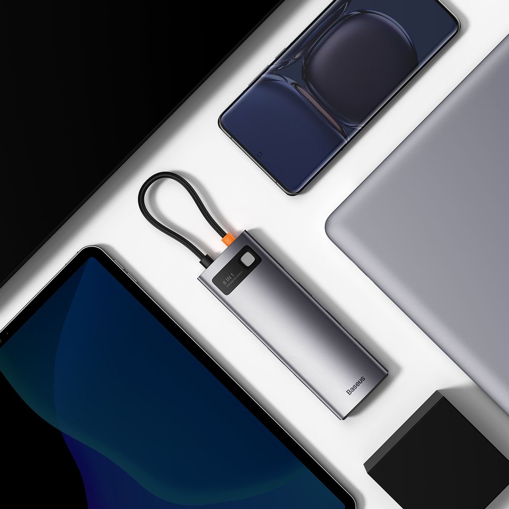 Baseus StarJoy 8i1 USB-C multiport hub - grå