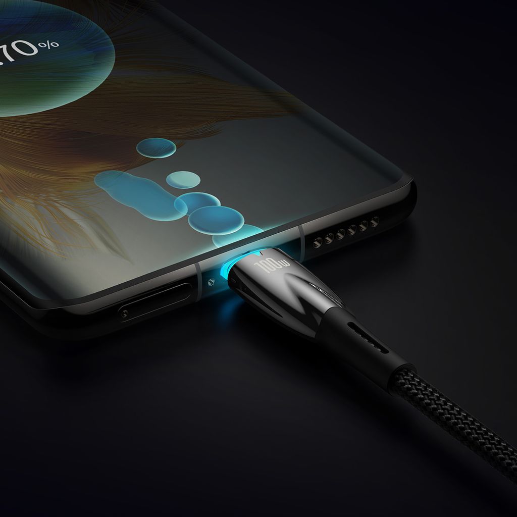 Baseus Glimmer Series Fast Charging Cable USB-C 480Mbps PD 100W 2m Sort
