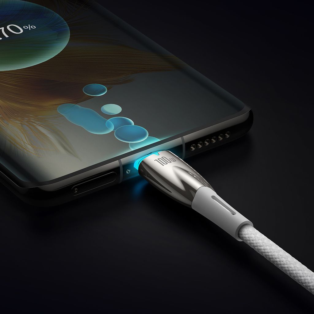 Baseus CADH000802 USB-C til USB-C PD kabel 100W 2m – hvit