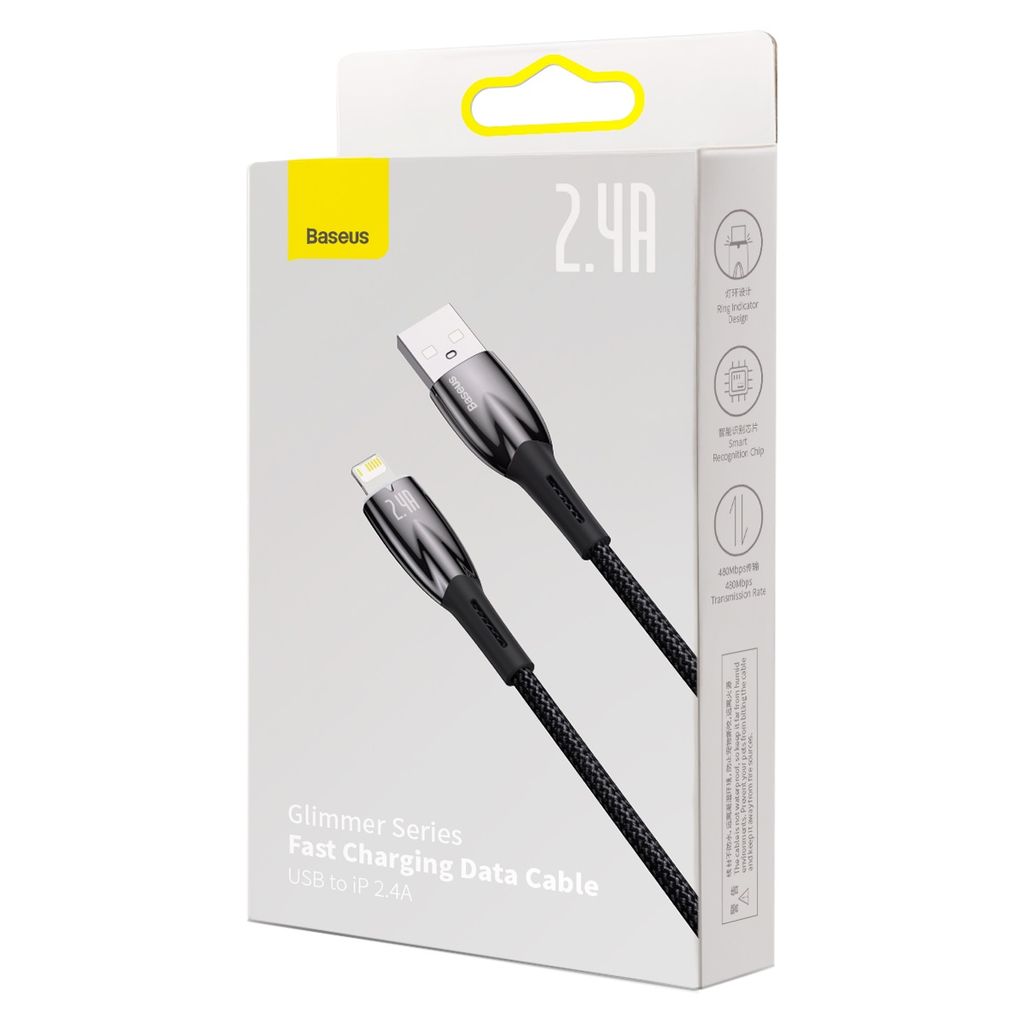 Baseus Glimmer Series kabel USB-A til Lightning 2m sort