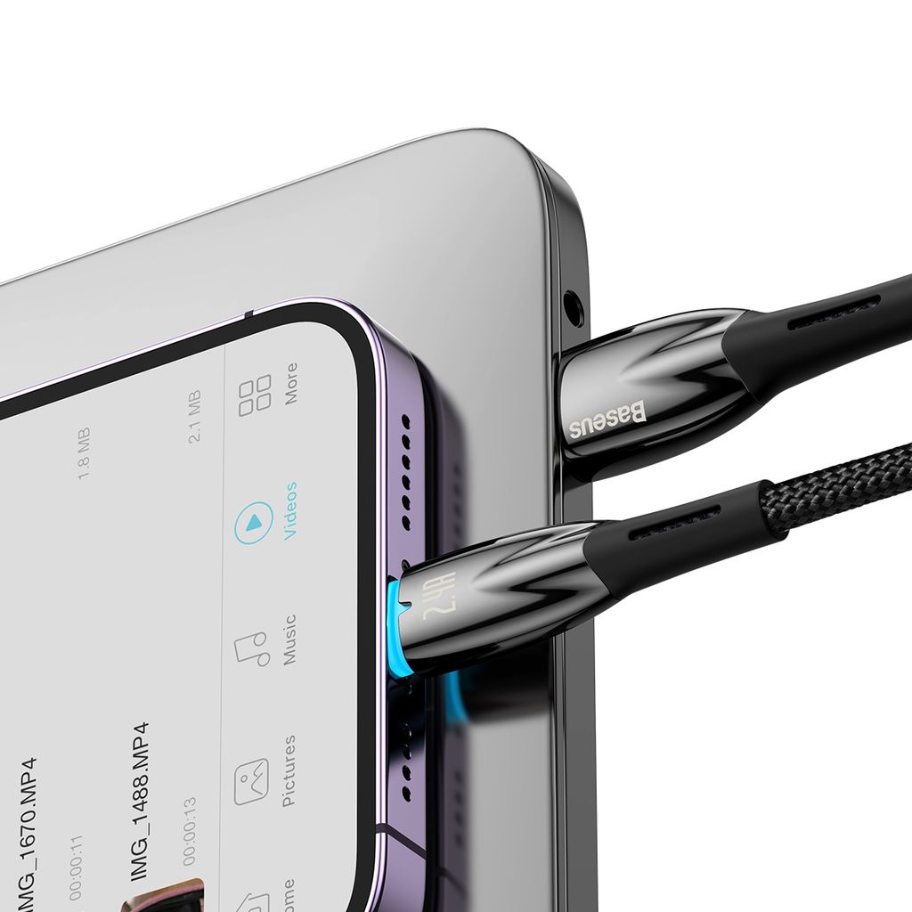Baseus Glimmer Series kabel USB-A til Lightning 2m sort