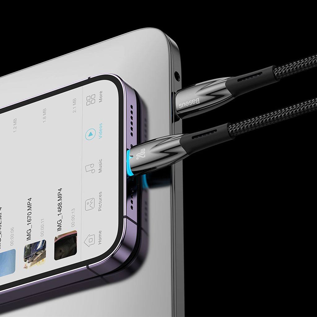Baseus Glimmer Series kabel USB-A til Lightning 2m sort
