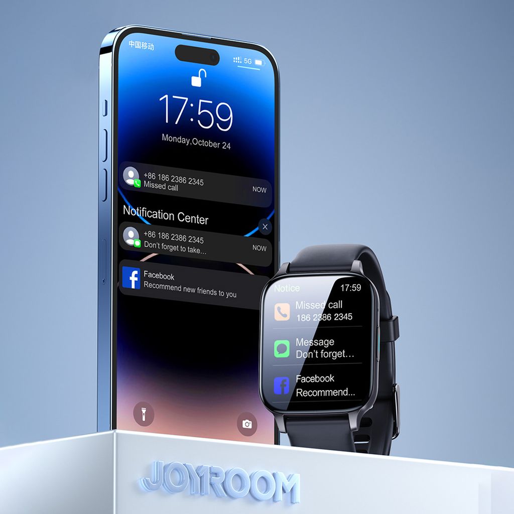 Joyroom Fit-Life JR-FT3 Pro smartklokke med svartjeneste og IP68 – grå