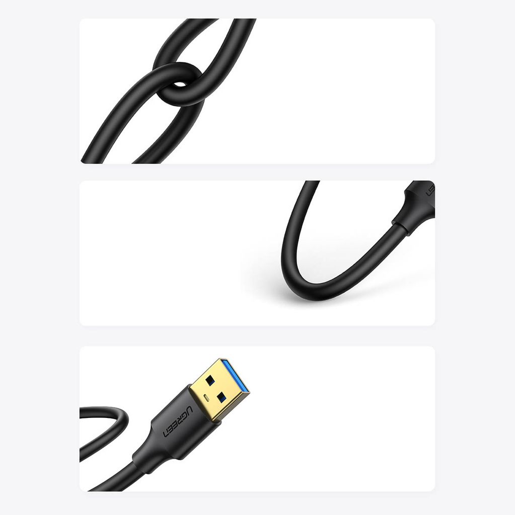 Ugreen US128 10369 USB-A 3.0 kabel 0,5m – svart