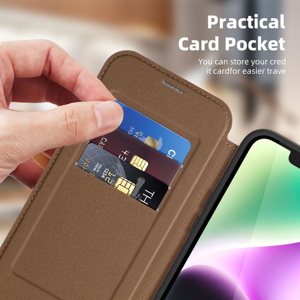 iPhone 14 Plus Plånboksfodral MagSafe & RFID-blockerande - Kaffe