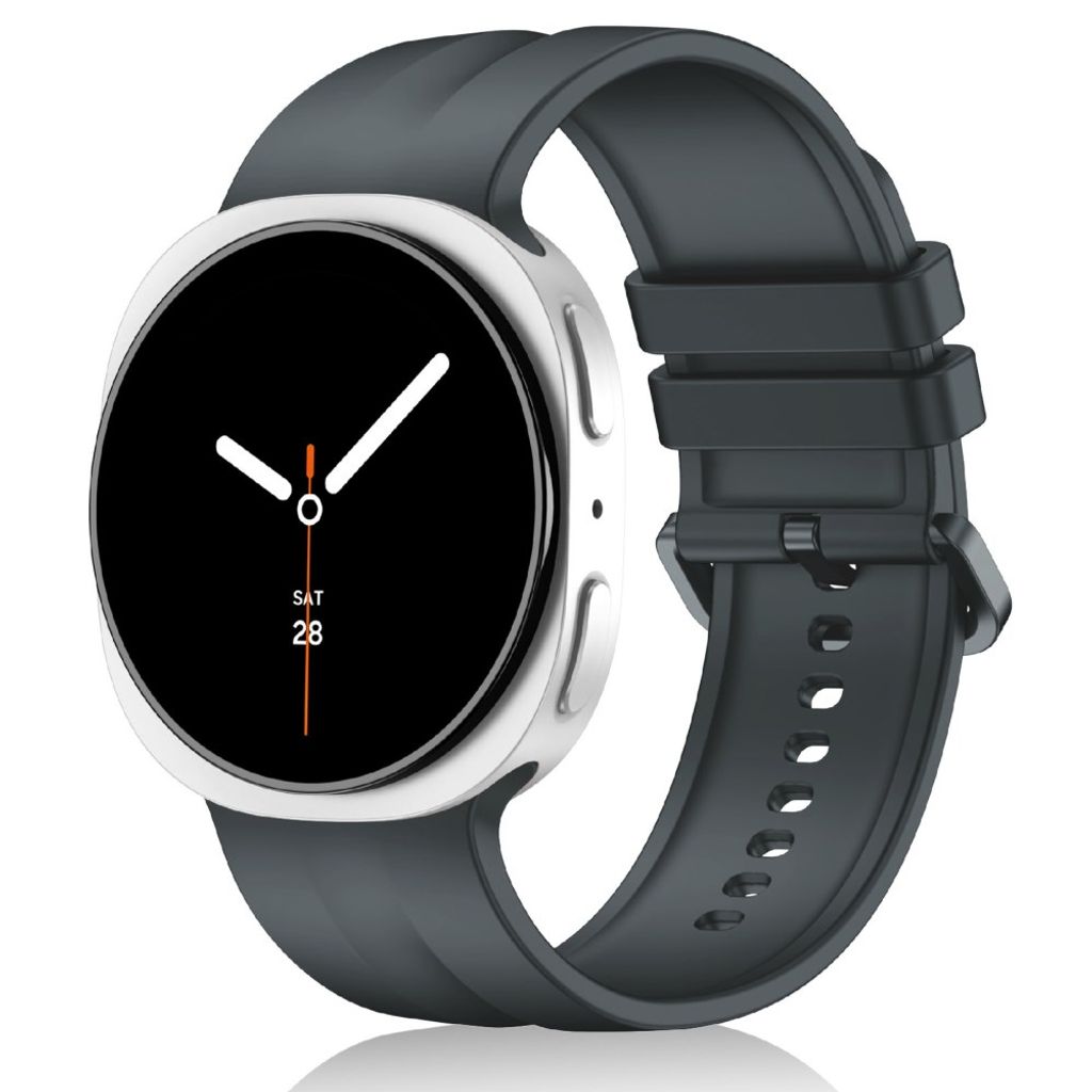 Samsung Galaxy Watch9/8/8 Classic Ensfarget silikon klokkerem S - Mørkgrå