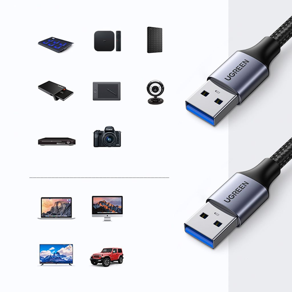 Ugreen USB 3.0 kabel 1m grå – hurtig overførsel og opladning