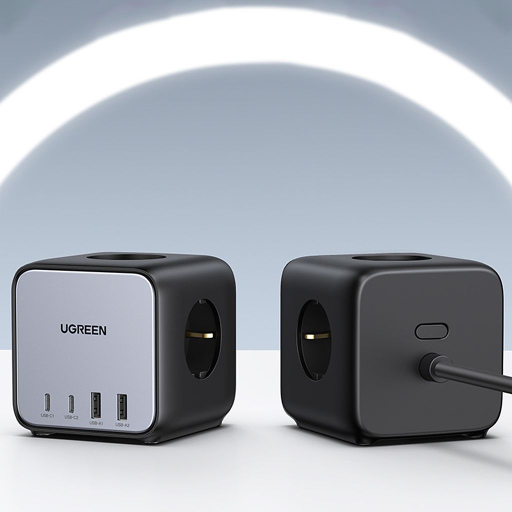 Ugreen cube power strip 65W USB / USB C + 3x AC socket musta (CD268)