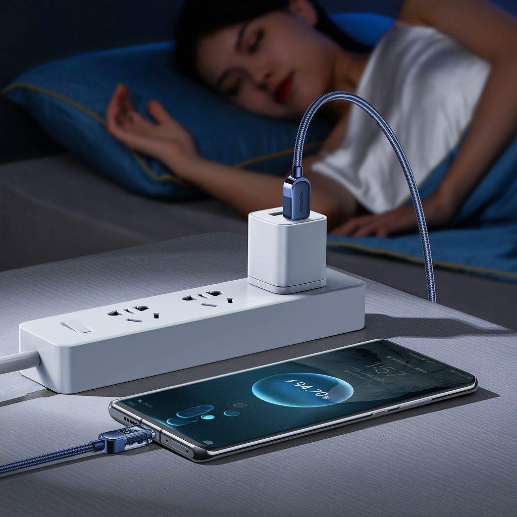 Joyroom A4 USB-C / USB-C 100W 1.2m kabel med display - blå