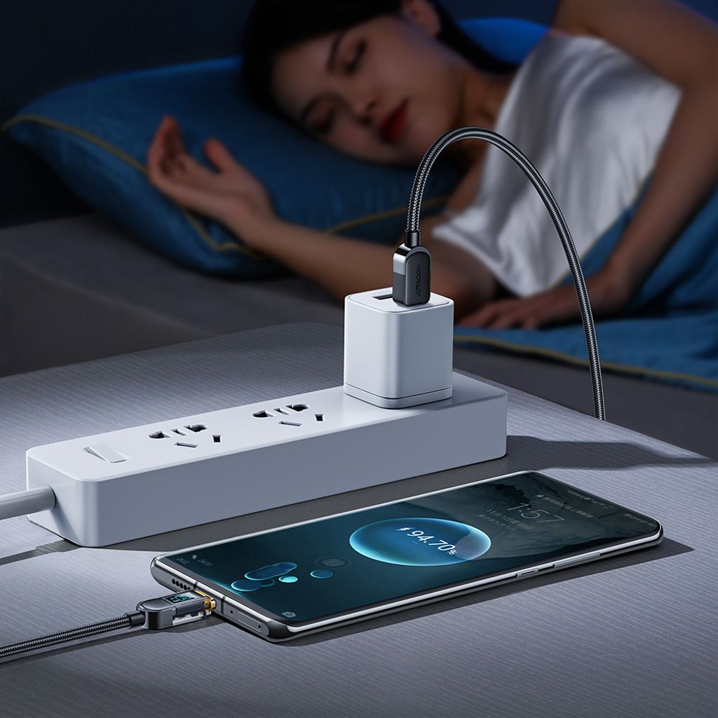 Joyroom A4 USB-C / USB-C 100W 1.2m kabel med display – Sort