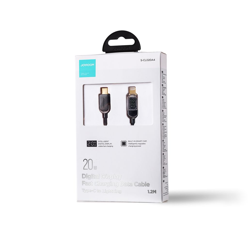 Joyroom A4 USB-C / Lightning kabel 20W 1.2m med display - sort