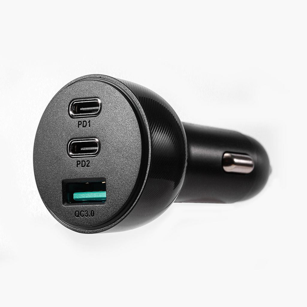 Joyroom biloplader 70W med 3 porte: USB, 2x USB-C sort (JR-CL26)